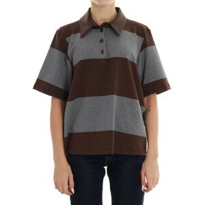 POLO A RIGHE MARRONE